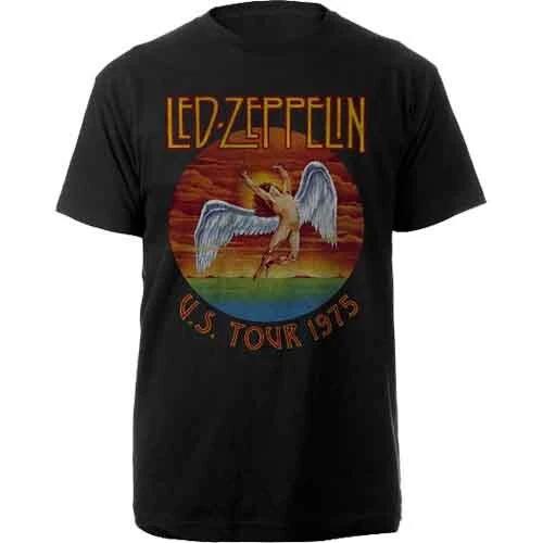 Led Zeppelin T Shirt USA Tour 75 Band Logo Official Mens Black M L