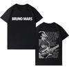 Rapper Bruno Mars Trendy Oboustranné Grafické Trička Pánské Dámské Ležérní Tričko s Krátkým Rukávem Populární Kulatý Výstřih Streetwear