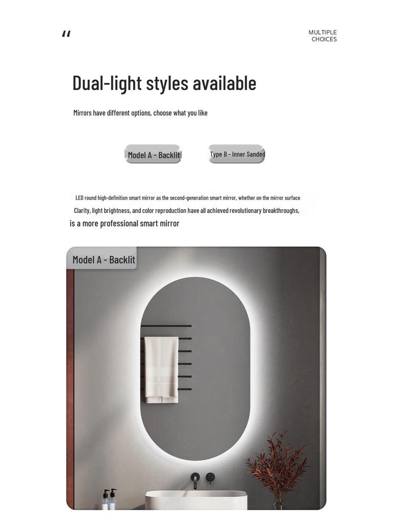 Oval LED Smart Vanity Mirror with Touch Screen