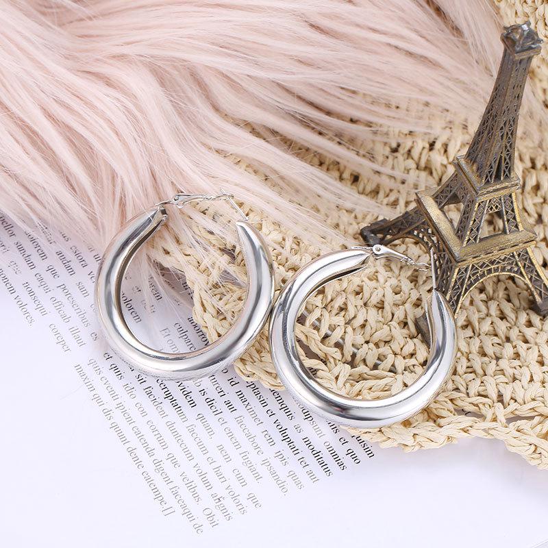 European & American Fashion OL Style Gold Geometric Large Round Earrings for Women