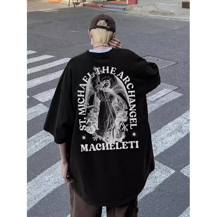 

Футболка с короткими рукавами, модная брендовая свободная футболка для пар, унисекс, футболка с половиной рукавов, топ 2024 XL чёрный