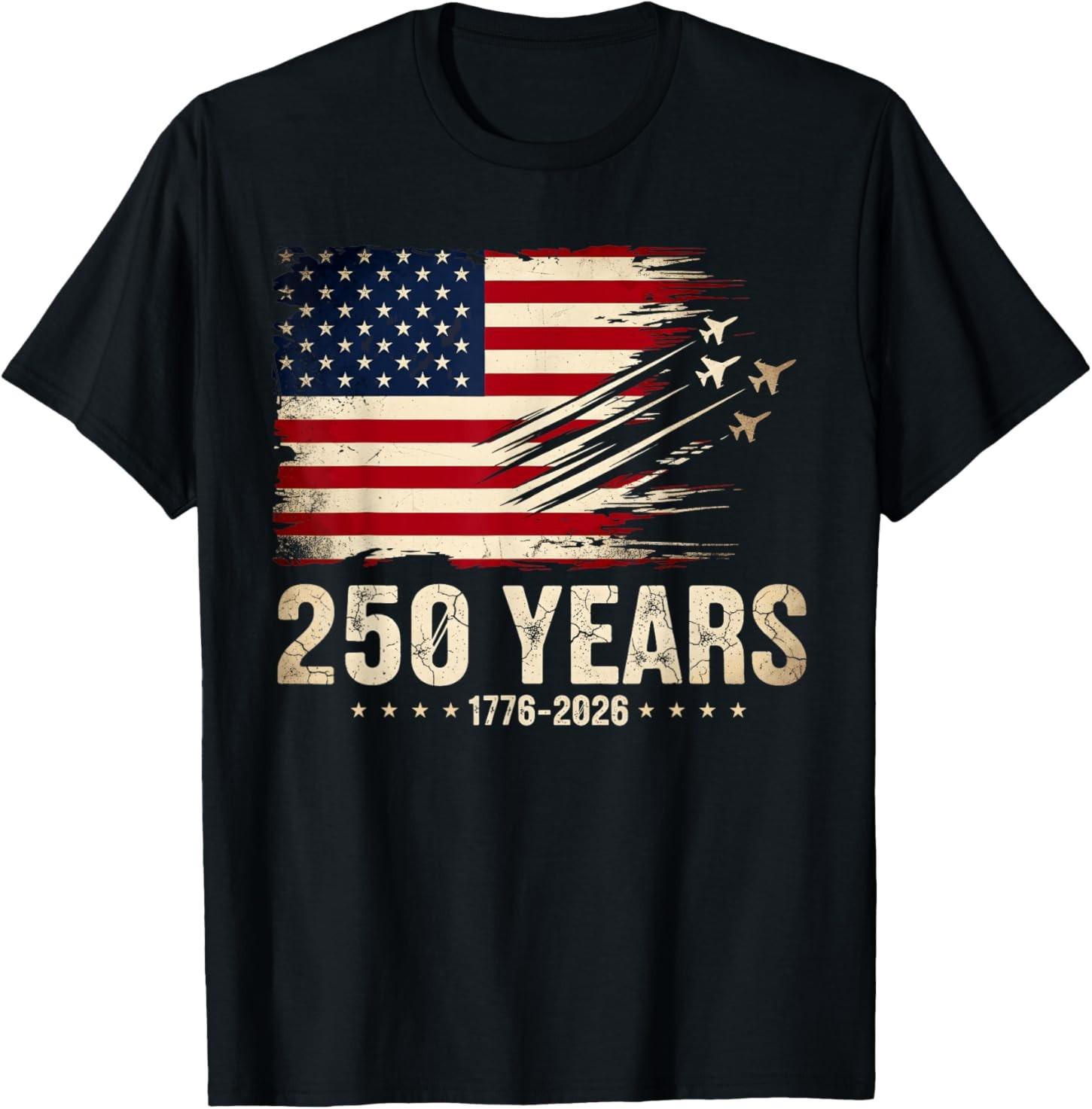 250 America Years 1776 2026 Fighter Jets 250th Anniversary T-Shirt S