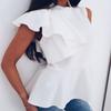 Women's Fashion Summer Round Neck Irregular Ruffled Slim Sleeveless Solid Top For Effortless Style