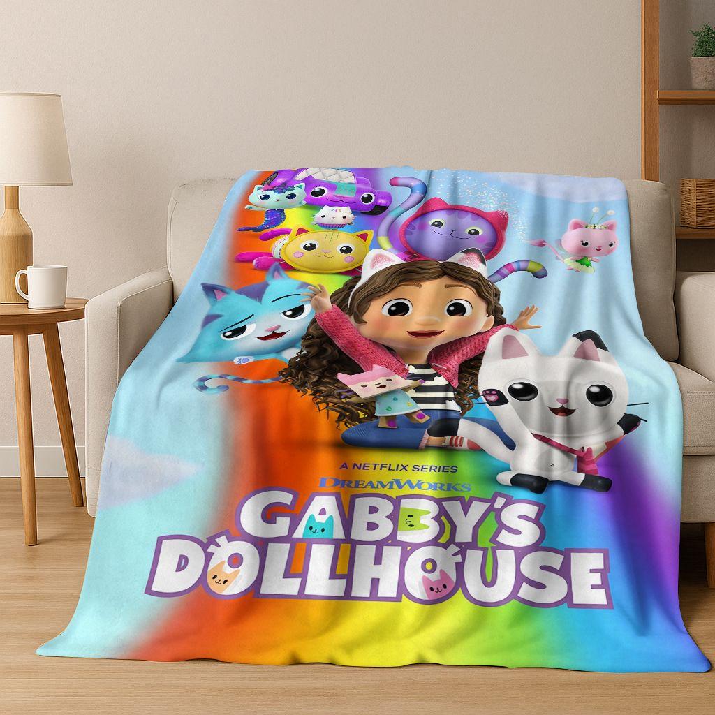 

2026 New Cartoon Gabbys Dollhouse Girl Gift Flannel Blanket,Warm and Cozy Soft Throw Blanket for Home Bedroom Bed Sofa Cover Kid 75x90cm