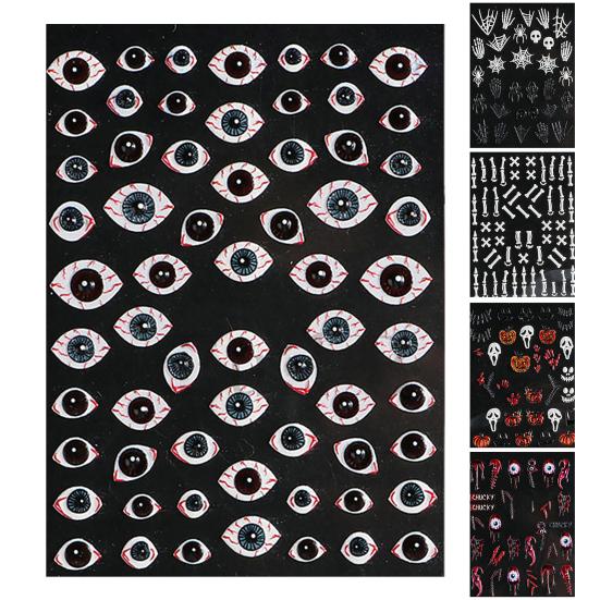 Auffällige Maniküre Aufkleber Horror Muster Gute Halloween Nagel Scary Maniküre Dekor