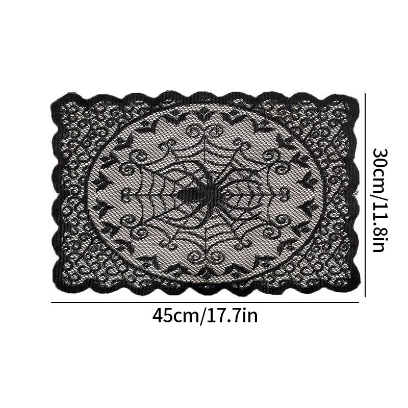 Spider Web Black Lace Tablecloth Halloween Table Cloth Decorative Placemat Cosplay Spider Silk Party Table Ornament