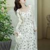 Elegant French Floral V-Neck Spaghetti Strap Dress Set – Fairy Forest Style