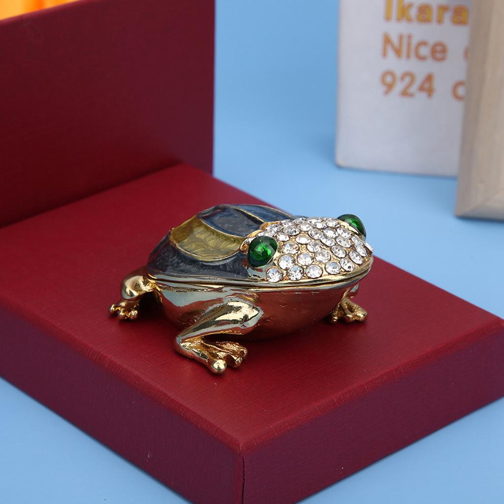 Unique Vivid Frog Ornament Diamond Inlaid Metal Decoration Gift Home Desktop Enamel FrogGray