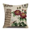 Linen Pillowcase American Rustic Rose Sofa Cushion Cover Retro Style Car Home Soft Decoration