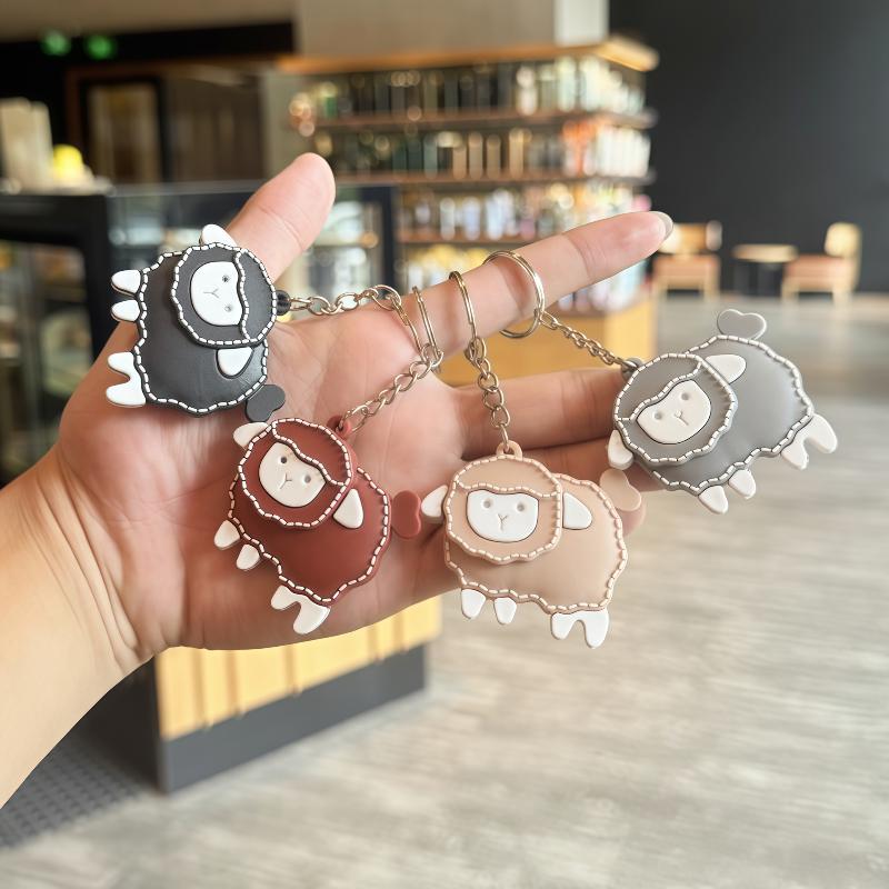 2/4Pcs Soft White Sheep Keychain Cartoon Pu Leather Pendant Durable Bag Charm For Women Car Key Holiday Gift