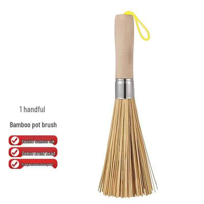 Natural Bamboo Pot & Kitchen Cleaning Brush