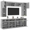 6 Piece TV Wall Unit with LED Lighting Concrete Grey