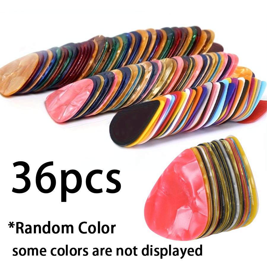 36pcs Celluloid Guitar Pick ABS Plectrums for Acoustic Electric Bass Ukulele String Instrument Music Performance Accessories XJM
