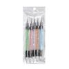 5pcs Double-Ended Nail Art Brush Set: Silicone, Multi-Color Rhinestone Pens for Picking, Embossing, and Glue Application