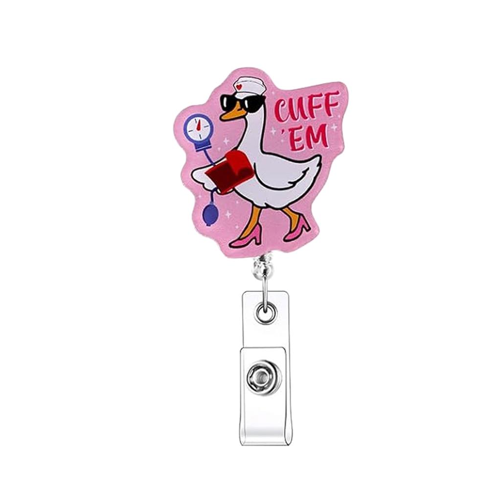 Cute Cartoon Goose Retractable Badge Reel Nurse Doctor ID Card Holder Funny Animal Badge Clip Office Hospital Staff Name Tag