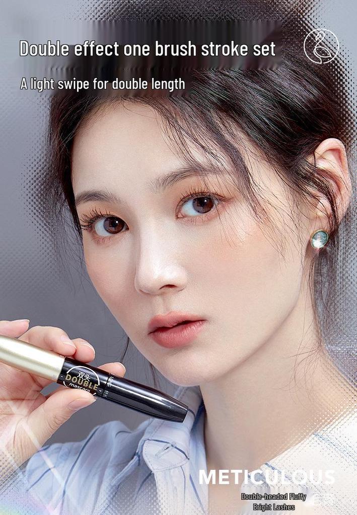 Flamingo Velvety Double-Ended Mascara: Natural Lengthening & Volumizing, Lash-Safe, Smudge-Resistant