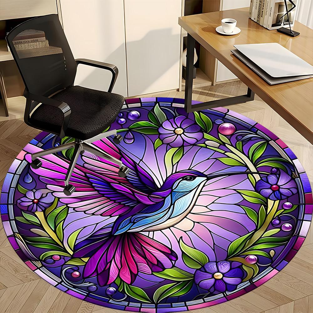 1pc Hummingbird Garden Office Round Area Rug, Under Office Chairs Bedroom Living Room Home Decor, Room Deco