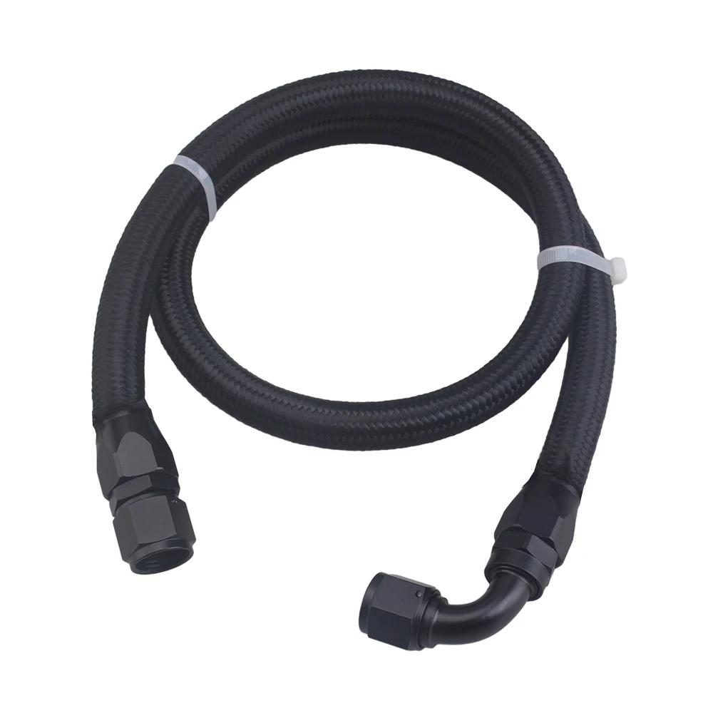 AN10 1M Stainless Steel Brained Oil Hose Line Hose Tube With 0 45 90 Degree Swivel Hose End Fitting Installed