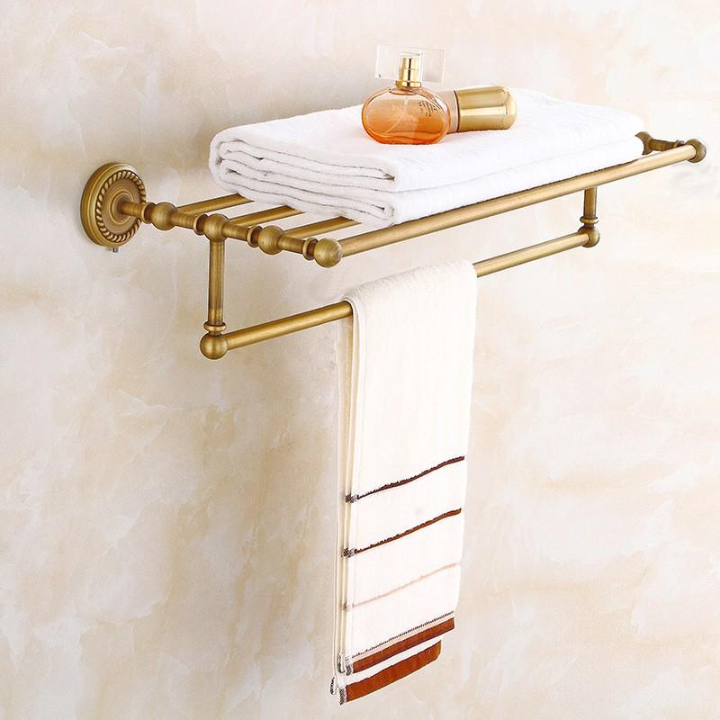 All Copper Antique Bathroom Hardware Set Towel Rack Basket Bath Storage Organizer