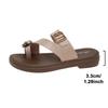 Fashion Large Shiny Crystal Flat Sandals Women Plus Size Metal Buckle Decor Clip Toe Slippers Summer Thick Sole Platform Casual Slippers