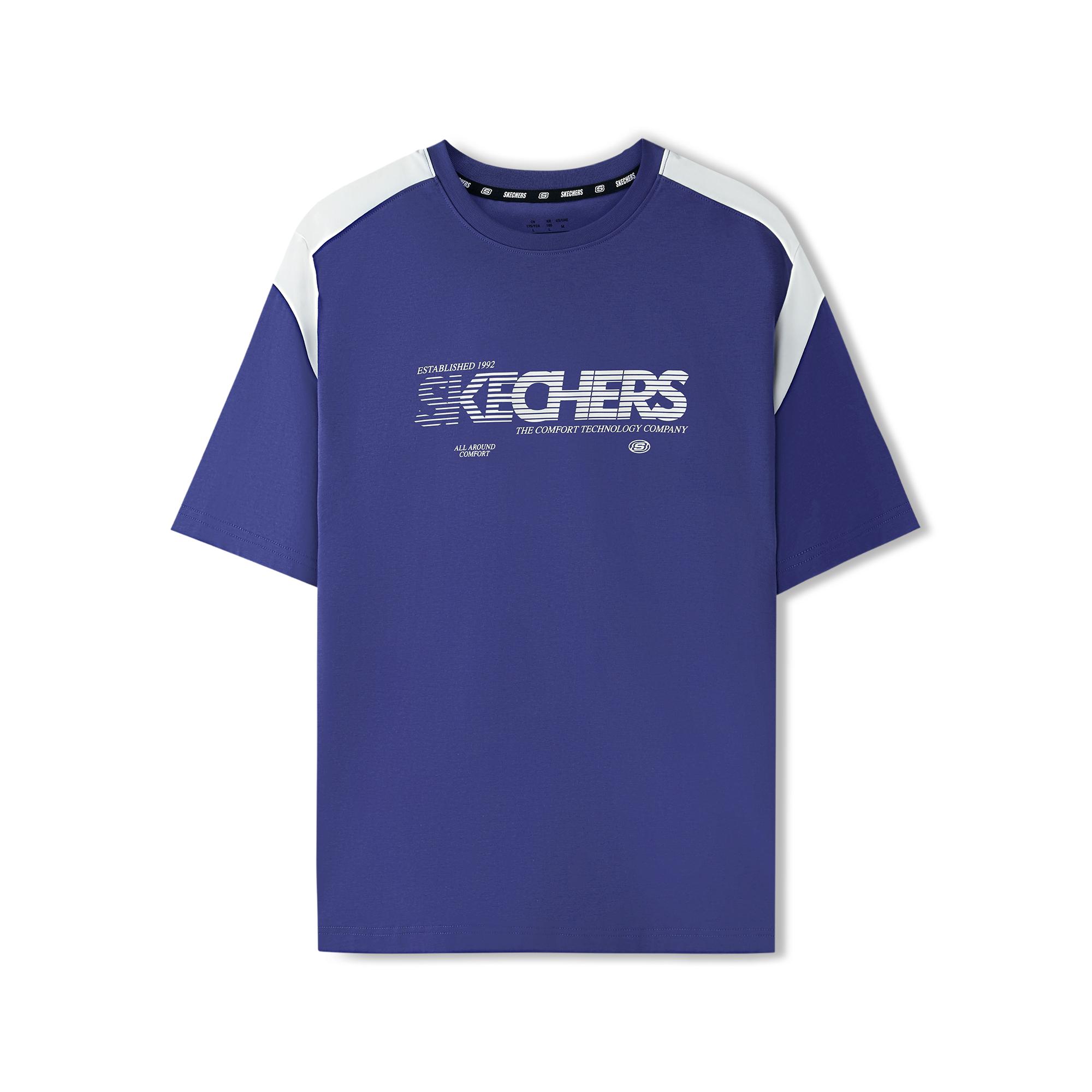 Skechers Comfortable Knit Short Sleeve Breathable T-Shirt Unisex Tops Captain-Purple L225U047-013D S