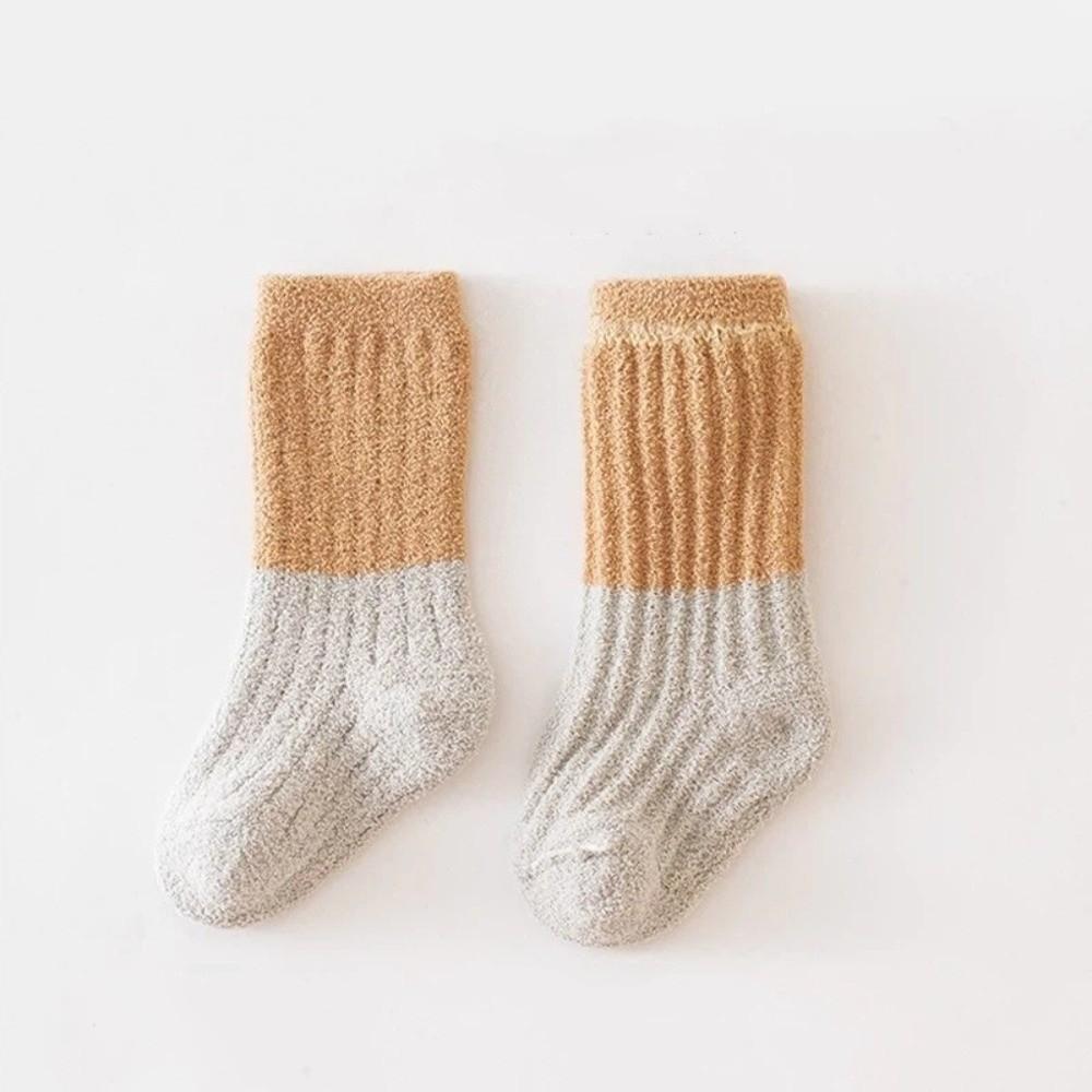 3Pairs Thermal Footwear Mid Tube Sock Loose Mouth Warm Baby Socks Soft Coral Velvet Socks Children