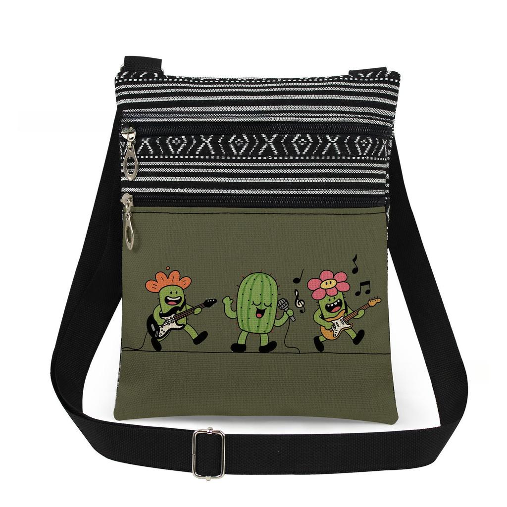 1PC Cactus Print Tote Bags Women Shoulder Handbags Postman Package 6913