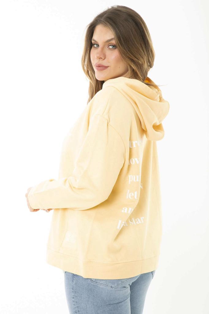 Women's Style Big Size Sweatshirt Large Size Yellow Back And Chest Printed Two Thread Hooded Sweatshirt