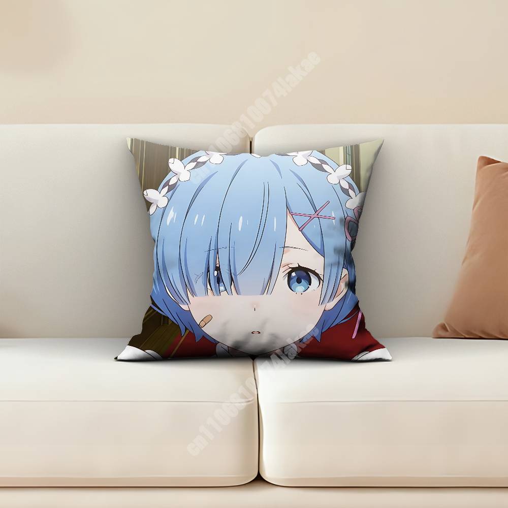 Rem Re Zero Pillow Cover Cushion Case Sofa Couch Modern Apartment Decor Family Furnishing