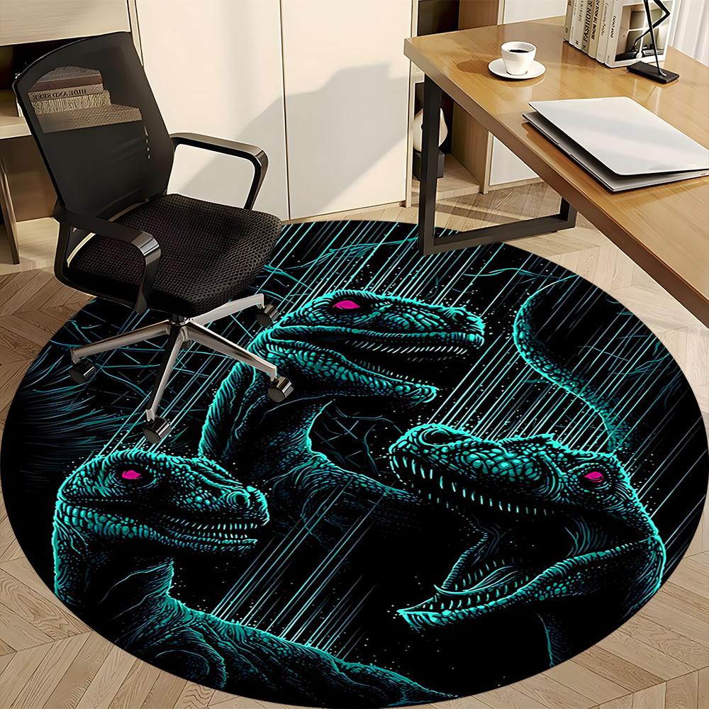 1pc Jurassic Dinosaurs Office Round Area Rug, Indoor Mat Suitable For Office,Bedroom Living Room Home Decor, Room Deco A0926105