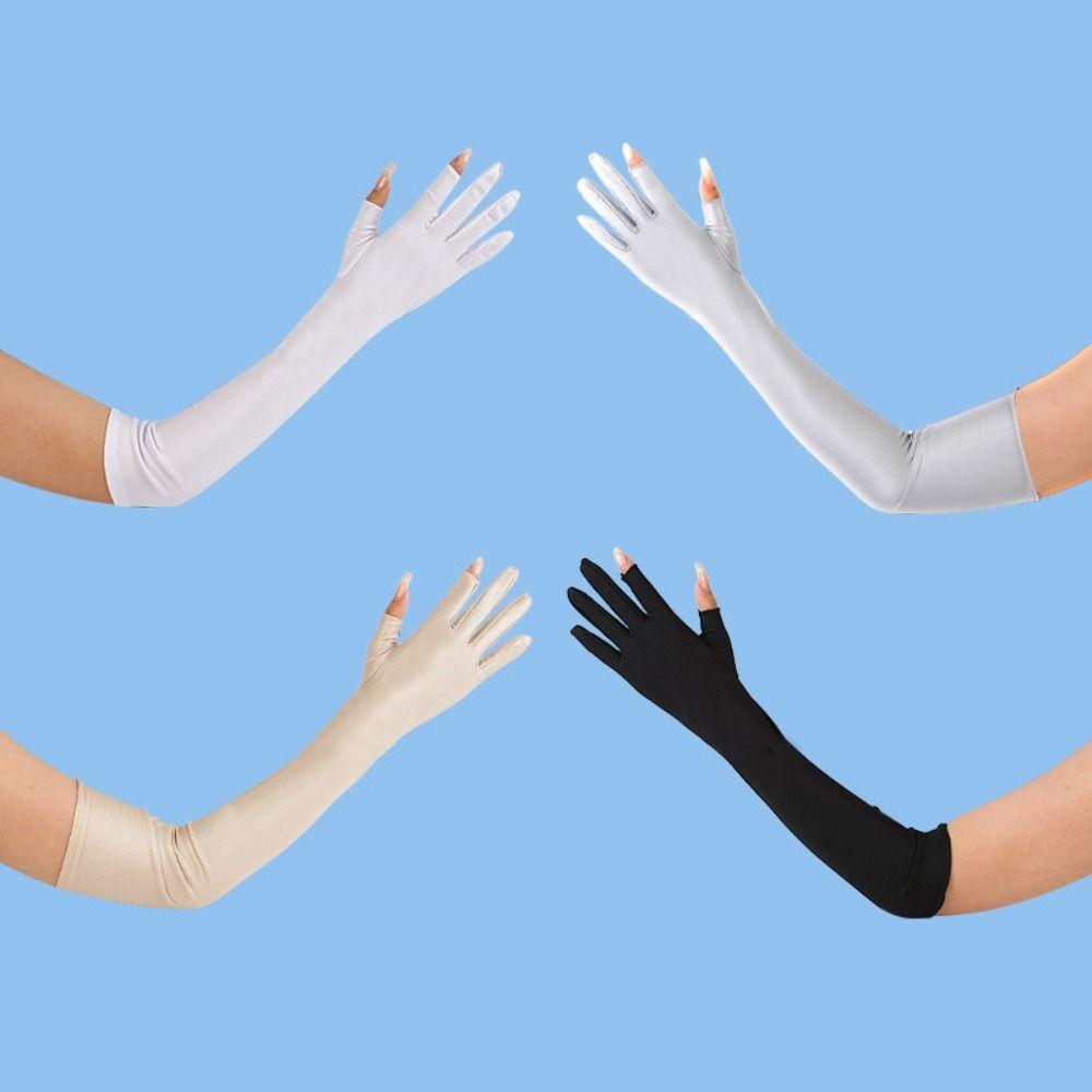 Sun Protection Sunscreen Sleeve UV Insulation Cycling Gloves Elastic Ice Silk Sleeves Gloves  Women