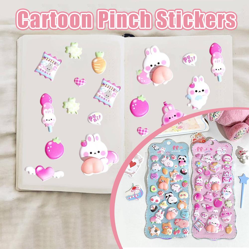 1-5Pcs 3D Cute Bunny Peach Sticker Kawaii Animals Stickers - Squishy Fidgeting Diy Decal For Phone Case Scrapbook,Fun Stress Ease