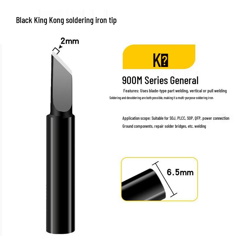 Black King Kong Soldering Iron Tips Set – 5-Piece 900M Internal Heating, Knife-edge & Pointed, Constant Temperature for 936 Soldering Stations