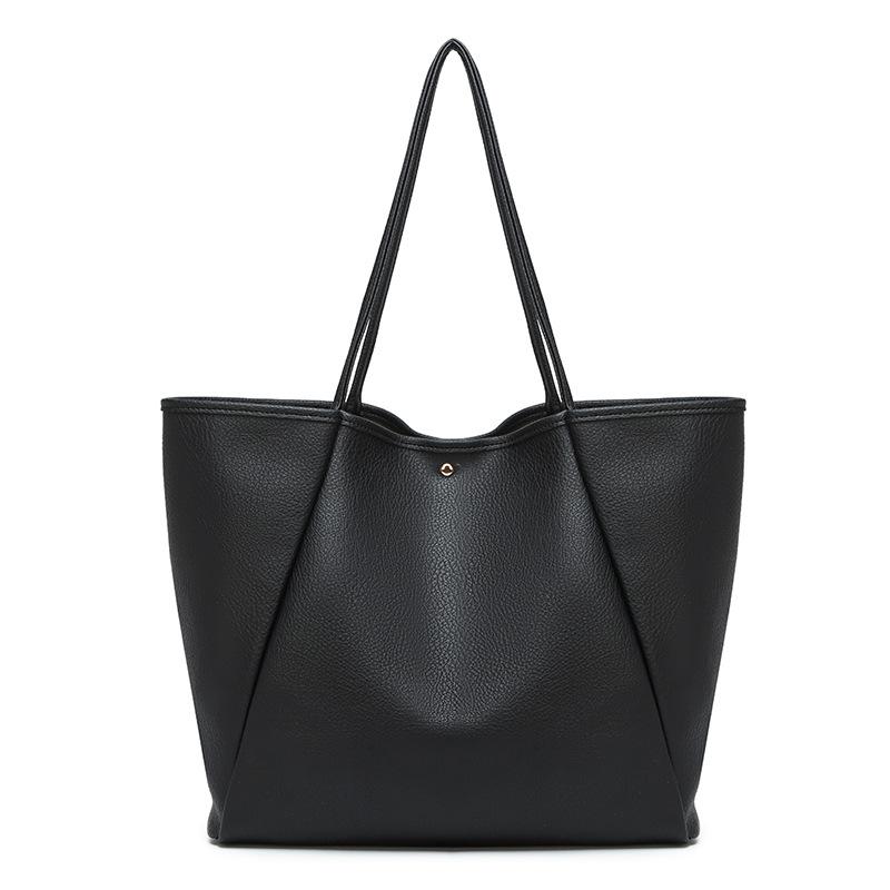 Fashion Tote Bag Retro Minimalist Design Solid Color Casual Handbag Large Capacity Versatile Women'S Shoulder Bag