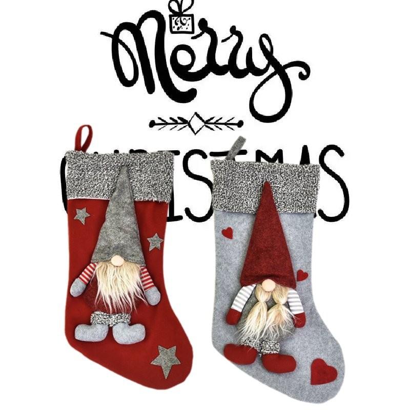 Claus Santa Christmas Stocking Holiday Decoration Candy Gift Bag Material Fabric