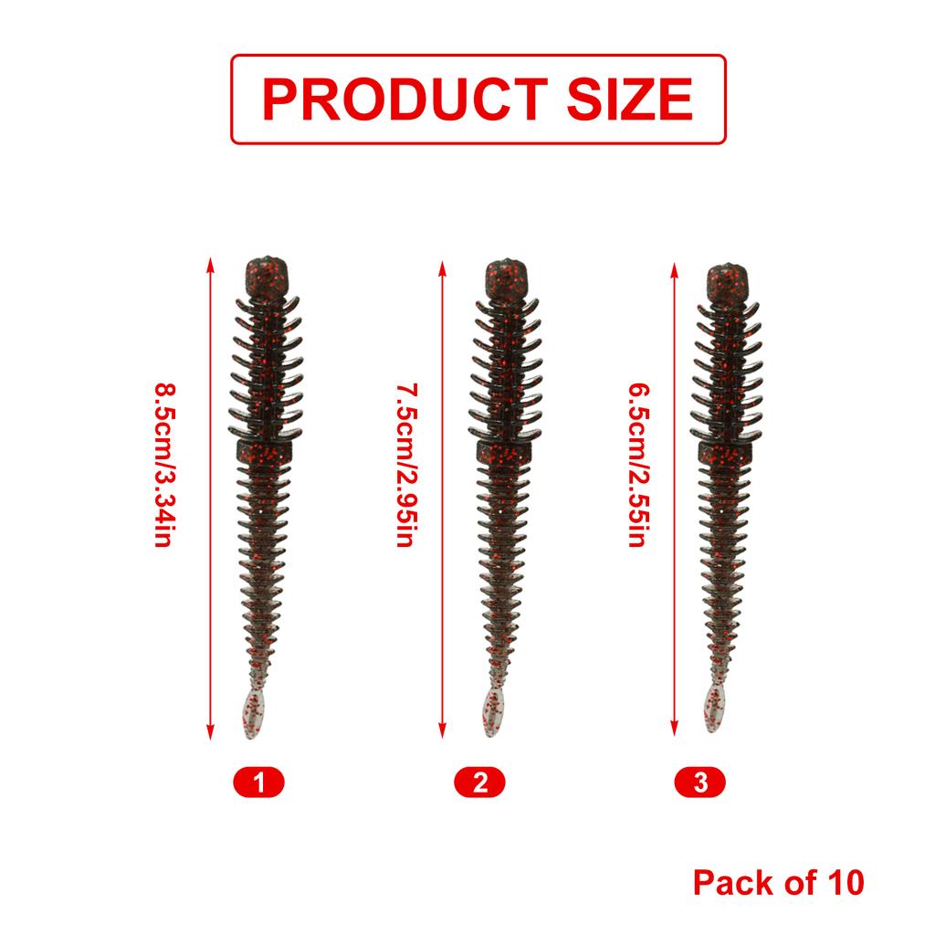 10pcs Soft Lure Worm Artificial Baits Wobblers 8.5/7.5/6.5cm Topwater Floating Fishing Lure for Trout Fishing Swimbait