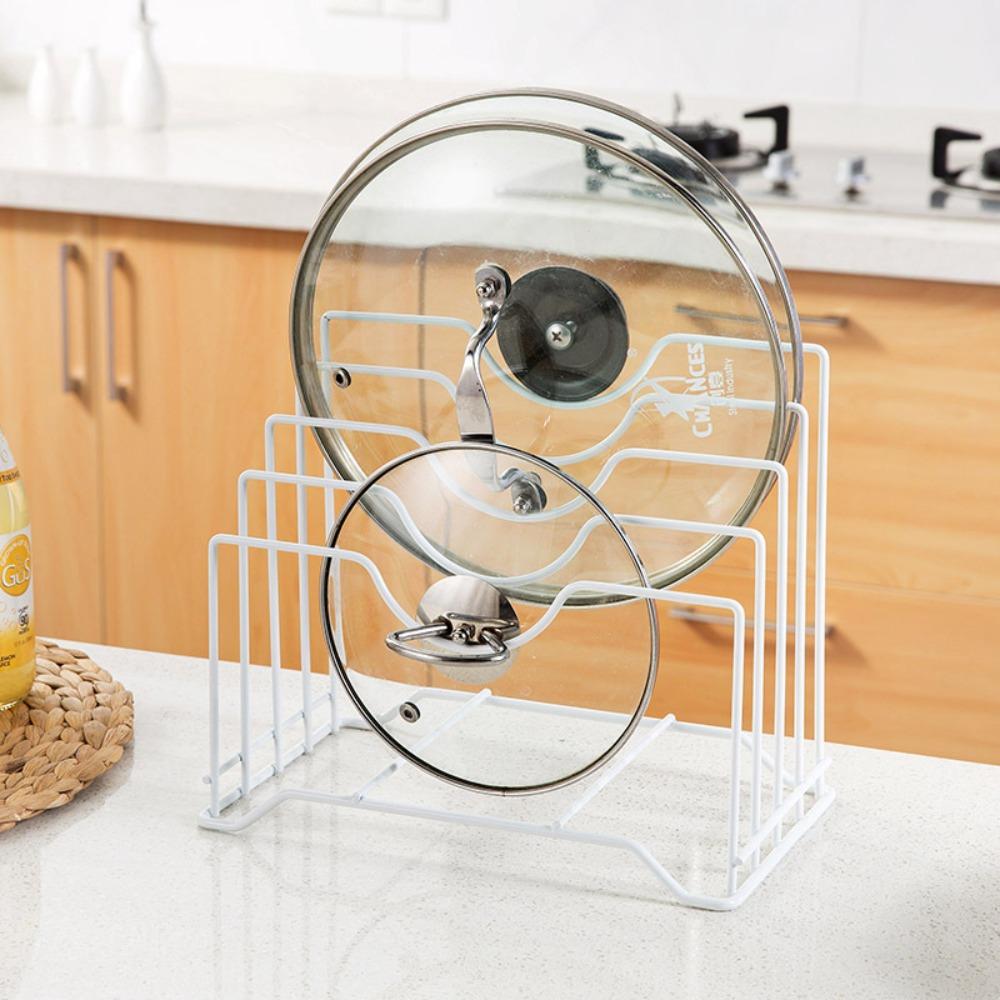 Hollow Design Pan Lid Organizer Multifunctional Cutting Board Holder Kitchen Storage Rack  Cabinet