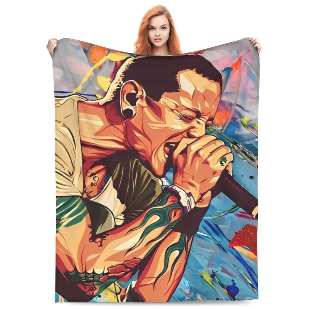 L-Linkin Rock Park Blanket Cover Fleece Super Warm Throw Blankets for Home Couch Bedroom Quilt