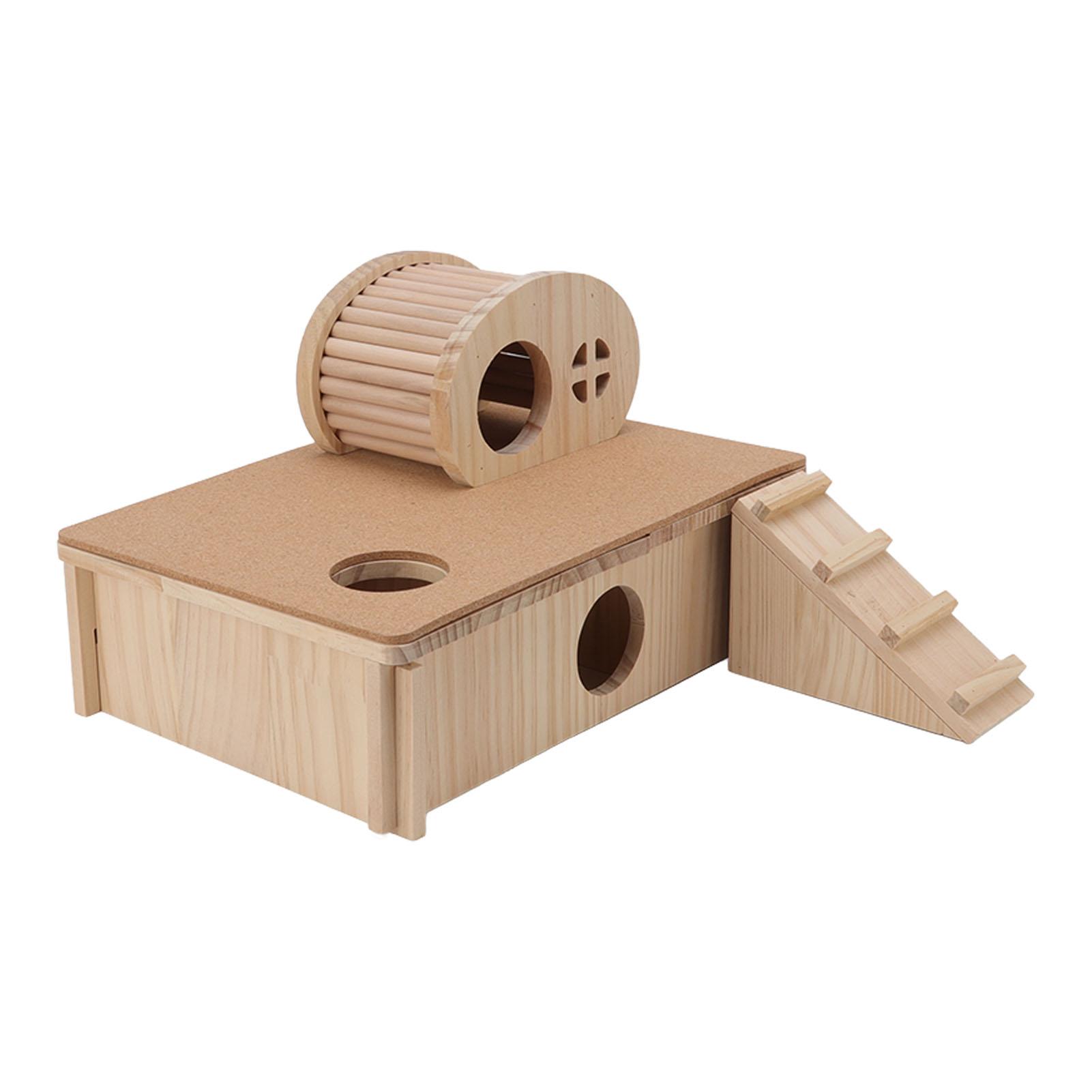 

Wooden Hamster Ladder House Wear Resistant Hamster Platform with Hideout Climbing Ladder for Small Pets Chinchilla Rabbit