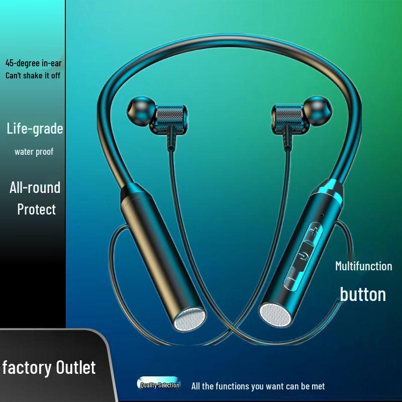 

Cross-border Hot Selling Bluetooth Neckband Earphones with Magnetic Suction & Long Battery Life - Same Style as Douyin Duoduo Device Only чорний