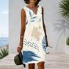 Women Plus Size Sleeveless V Neck Tank Dress Colorful Abstract Stripe Print Casual Dress