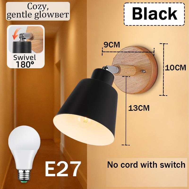LED Wall Light E27 Bulb Replaceable 85-265V 3 Color Wall Lamp Bedside Light Living Room Bedroom Wall Sconce Decor Lighting