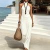 Women's Halter Neck Sundress Crisscross Sleeveless Bodycon Maxi Dress Summer Beach Travel Vacation Long Dress