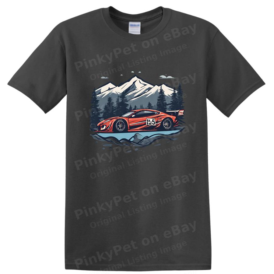 Racing Car Mountain Graphic T Shirt Cool Sports Car Tee Adventure Lifestyle