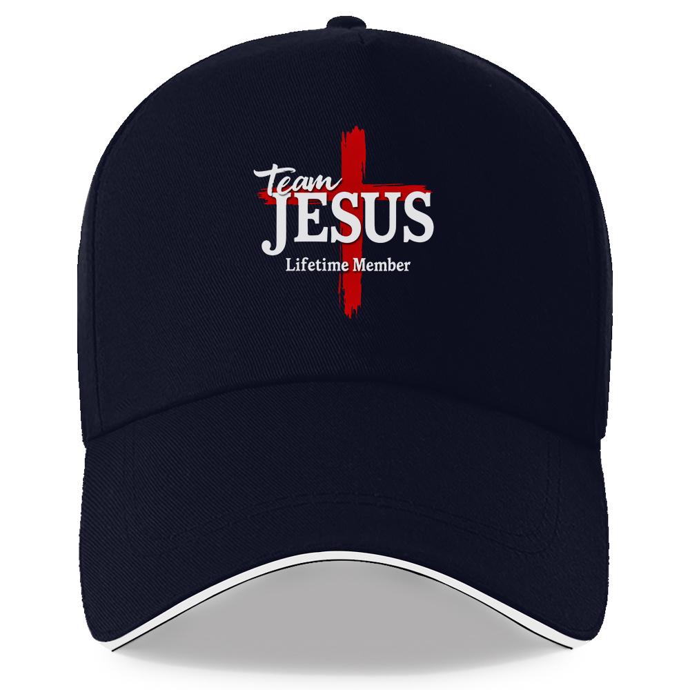 Team Jesus Lifetime Member Christian Cross Baseball Cap Unisex Polyester Adjustable Sports Hat