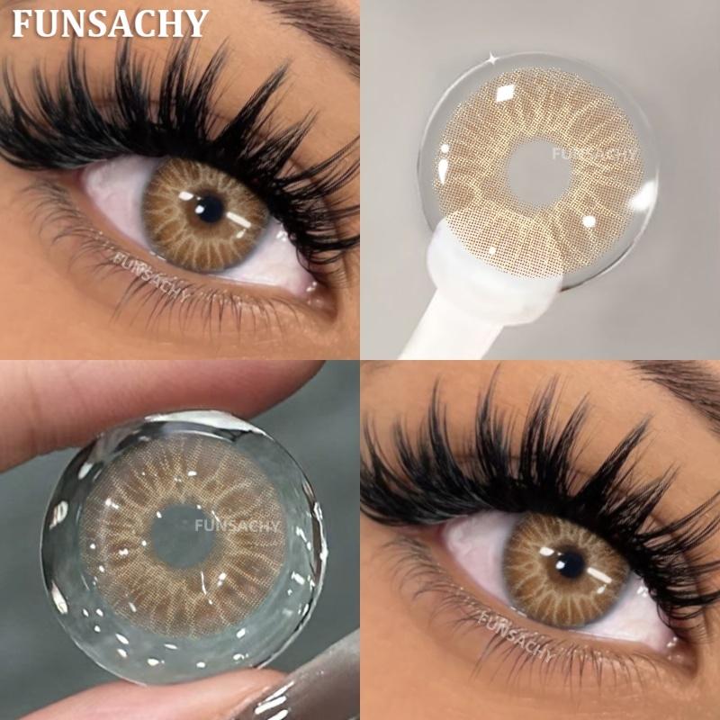FUNSACHY Natural Contact Lenses 2pcs Blue Green Contact Lenses Color Eye Makeup Gray Pupil and Eyes Color Fashion Beauty Lenses