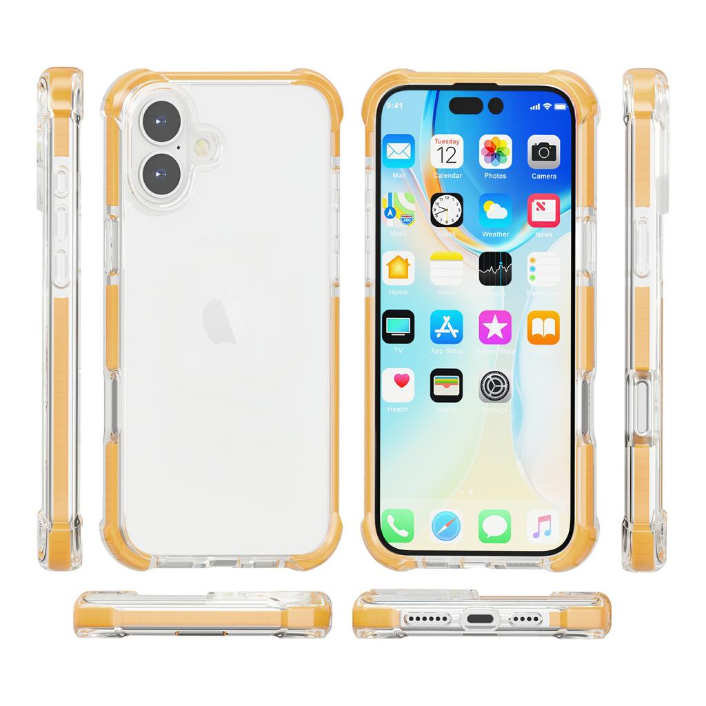 For iPhone 16 Case Four Corners Anti Drop Clear TPU+TPE+PC Phone Cover