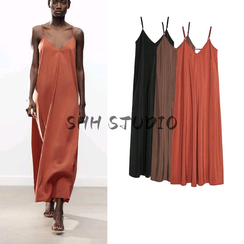 Spring and Summer New Women's Clothing French Ruched Design V Neck Loose Vertical Strap Length Dress 8372092