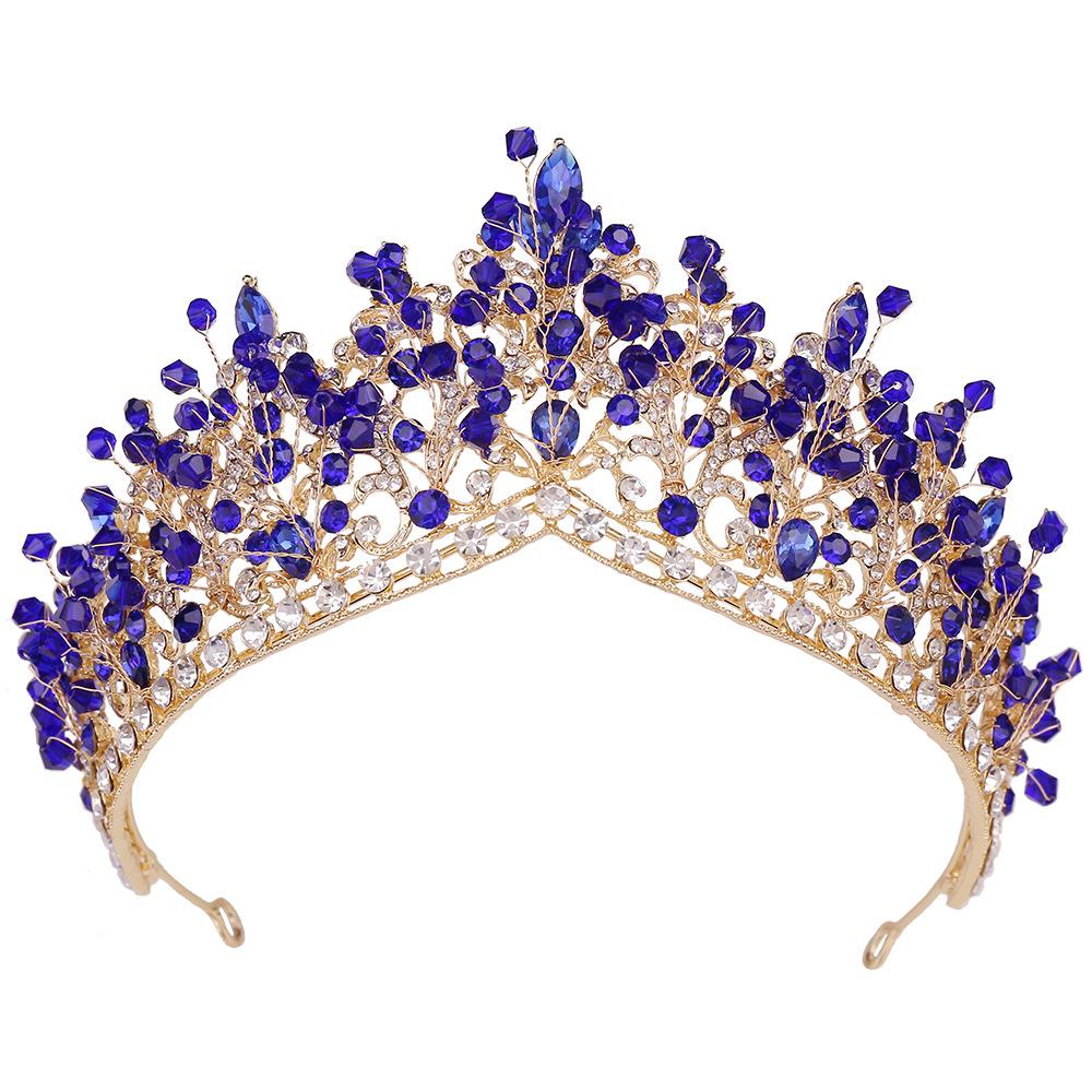 New Style Hand-set Rhinestone Bridal Crown Alloy Multi-color Beaded Princess Wedding Jewelry