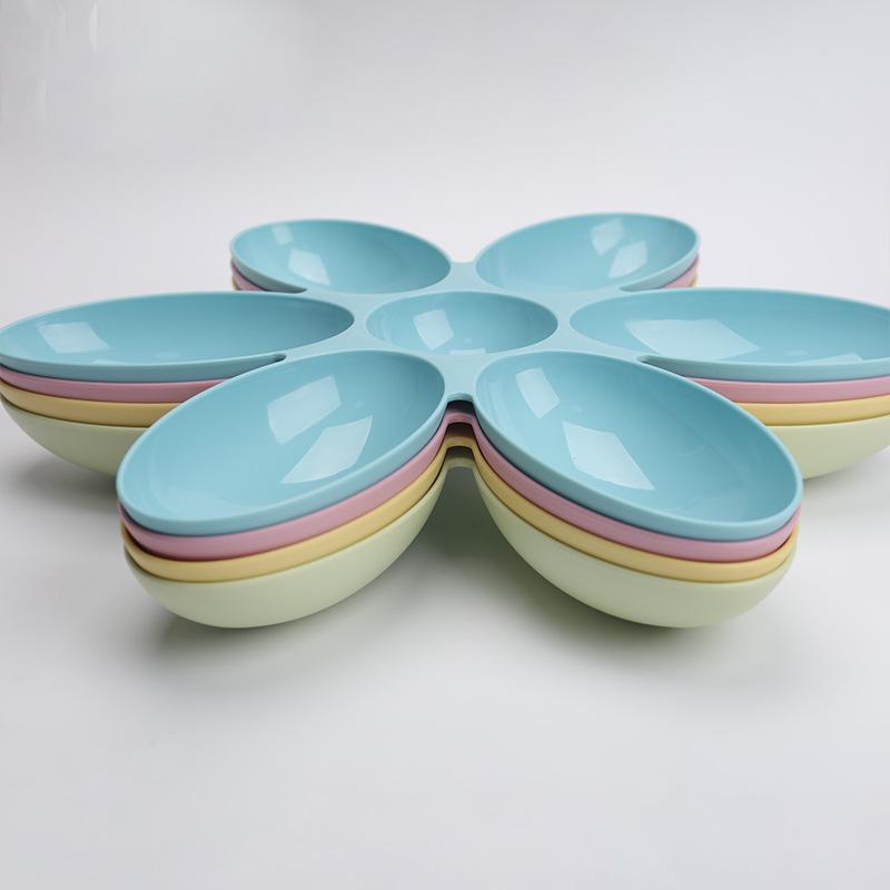 Kreativní miska na krmení pro kočky Šest mřížkovaných okvětních lístků plastové misky pro štěňata Jídelní talíř pro kočky Multifunkční krmítko pro psy